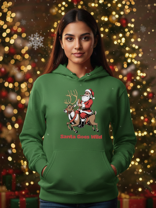 ATHERO Exclusive: "Santa Goes Wild" Hoodie - Red & Green Funny Christmas Limited Collection (Unisex Sizing)