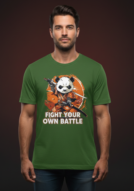 ATHERO “Fight Your Own Battle” Panda Warrior Graphic T-Shirt | Motivational Streetwear Tee