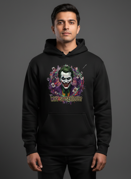 ATHERO “Why So Serious?” Premium Joker Hoodie – Black, Red, White & Yellow | Graphic Streetwear Pullover for Men